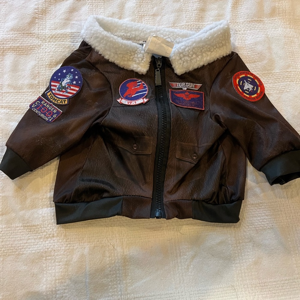 Brown Aviator Dog Jacket with Patches